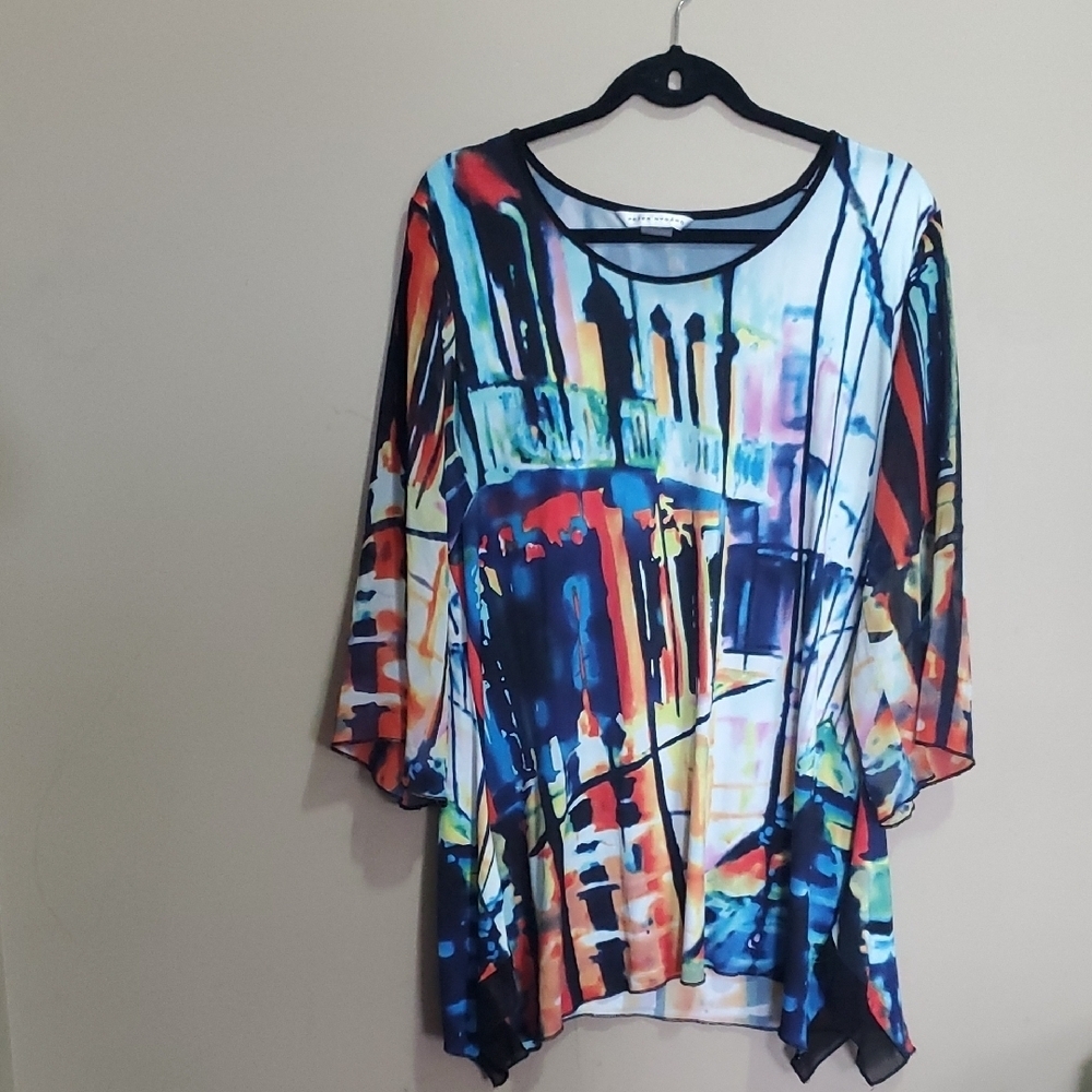 Peter Nygard Abstract Multicolor Women's Top Size Xl